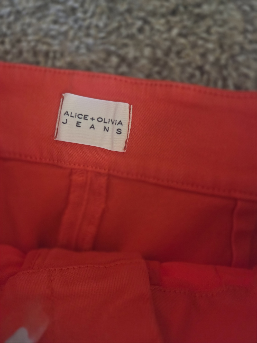Alice + Olivia Bright Red Flared Jeans - Picture 3 of 9
